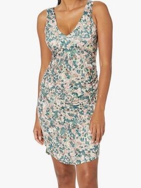 Prana Pearl Isla Green White Garden Fitted Stretch Dress